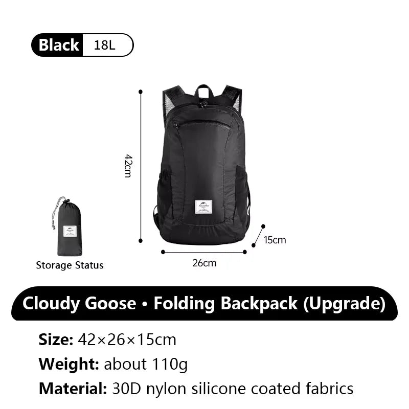 Naturehike 18L 22L 25L 30L Silicone Folding Backpack Lightweight Portable Waterproof Outdoor Camping Hiking Shoulder Skin Bag