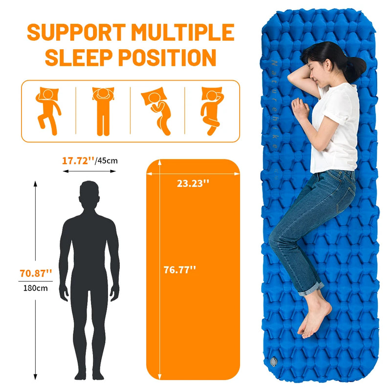 Naturehike Inflatable Mattress Air Mattress Ultralight Outdoor Sleeping Pad Folding Bed Sleeping Mat Hiking Camping Mattress