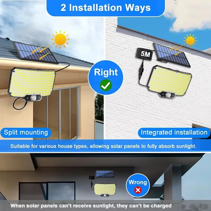 Led Solar Lamp Outdoor Motion Sensor Solar Flood Lights With Remote Control Ip65 Waterproof Security Lamps for Outside Party