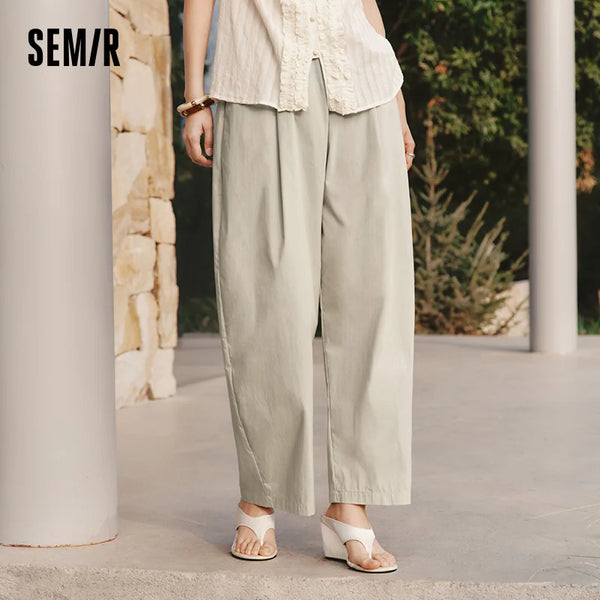ខោស្ត្រី Semir ខោជើងវែងរលុងរាងកោងសម្រាប់រដូវក្តៅឆ្នាំ ២០២៦ ចង្កេះយឺតស្ដើងធម្មតា