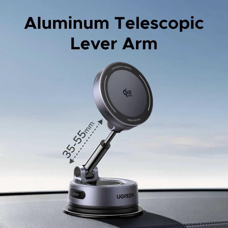UGREEN Qi2.2 25W Wireless Car Charger Nano-Gel Grip Vacuum Suction Mount Magnetic Phone Holder Fast Charging for iphone 17 16