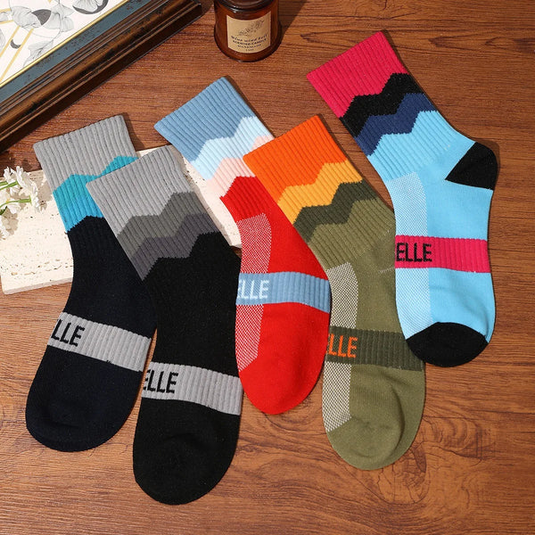 WRELS 1/2/3 Pairs Sports Crew Socks Quick Dry Anti-Odor Cycling Socks Men Breathable Arch Support Road MTB Bike Riding Socks