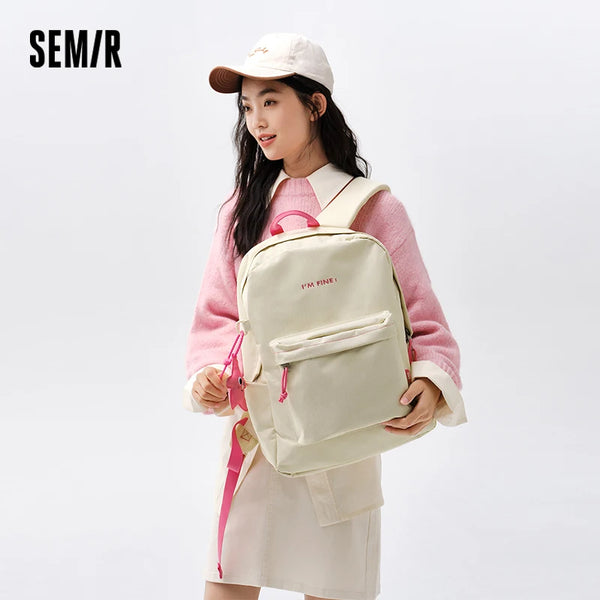 កាបូបស្ពាយ Semir សម្រាប់នារី ទម្ងន់ស្រាល ងាយស្រួលធ្វើដំណើរ សមត្ថភាពធំ កាបូបស្ពាយសម្រាប់សិស្ស ម៉ូដទាន់សម័យប្រចាំថ្ងៃ Dopamine កាបូបយួរដៃសម្រាប់និស្សិត ឆ្នាំ២០២៦
