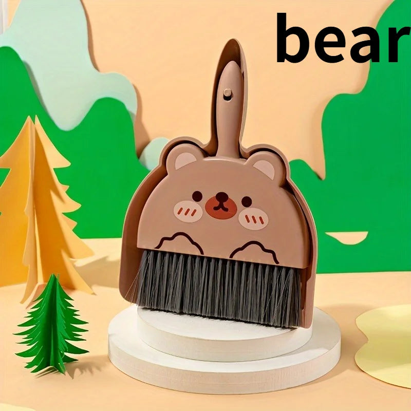 1set Small Dustpan Combination,Desktop Broom,Living Room Countertop Cleaning  (1 broom + 1 dustpan),Small animal pattern design