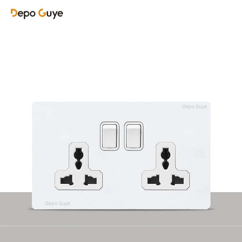 146 Type Retro Metal Panel UK 13A Wall Socket,Bronzed Stainless Steel Power Universal 3-pin Dual Power Socket With USB C charge