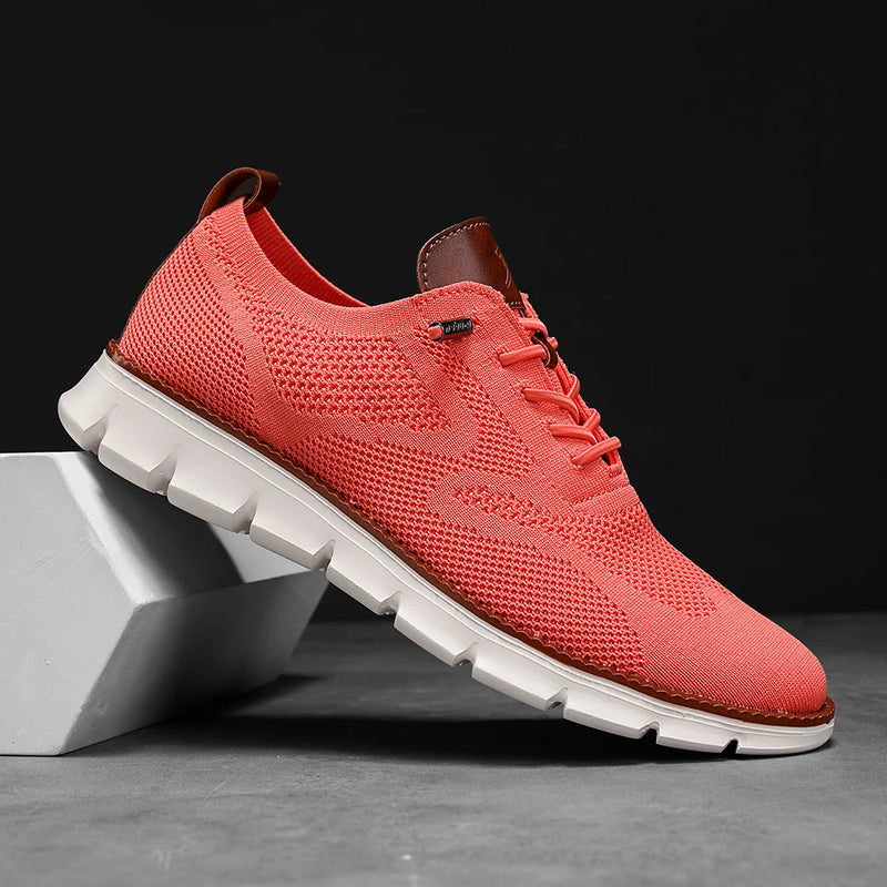 Men Flying Woven Brogue Dress Shoes Breathable Lightweight Business Casual Walking Sneakers for Men Extra Large Size EU 48 49 50