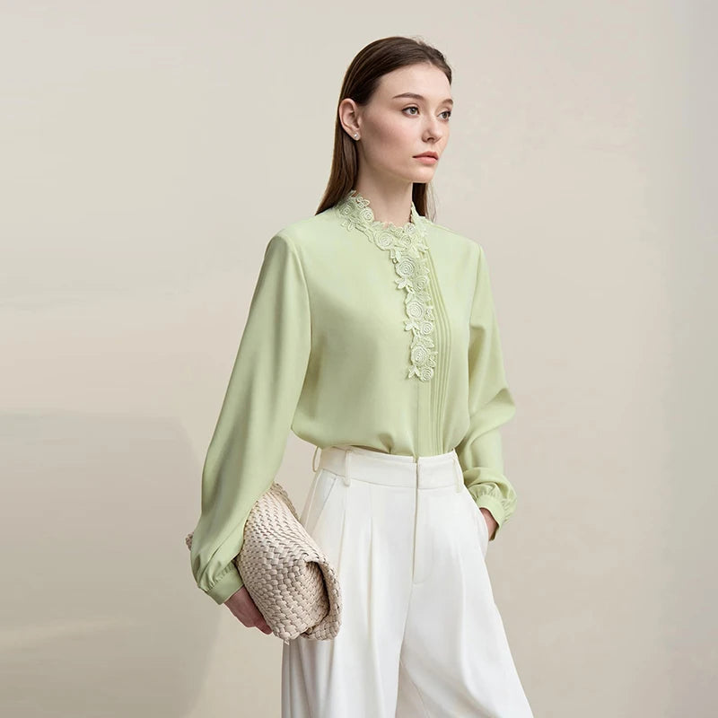 អាវ Amii Chiffon រដូវស្លឹកឈើជ្រុះឆ្នាំ ២០២៦ ថ្មីត្រង់ឆើតឆាយ ចរចម្រុះ ផ្នត់ អាវធំសម្រាប់នារី ប៊ូតុងមានគ្រប សម្រាប់ធ្វើដំណើរ 12641075