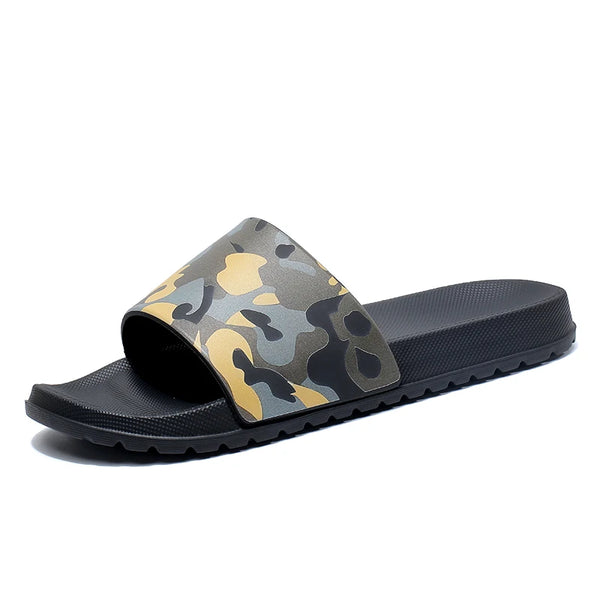 Camouflage Print Slide Sandals Anti Slip EVA Open Toe Slides Casual Indoor Shower Outdoor Beach Pool Slippers for Men 4 Colors