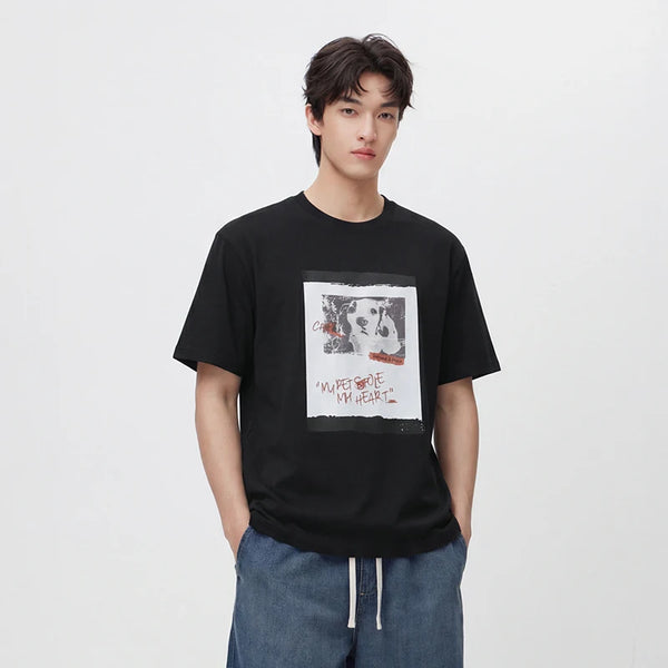 អាវយឺតបុរស Semir ឆ្នាំ ២០២៦ បោះពុម្ពរូបសត្វគួរឱ្យស្រលាញ់បែប Vintage រចនាបថប៉ាក់រលុងសម្រាប់គូស្នេហ៍ ទន់ ធម្មតា