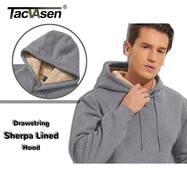 TACVASEN Thicken Sherpa Lining Hoodies Mens Winter Hoodies Pocket Sweatshirts Jackets Hooded Pullover Casual Coats Tops