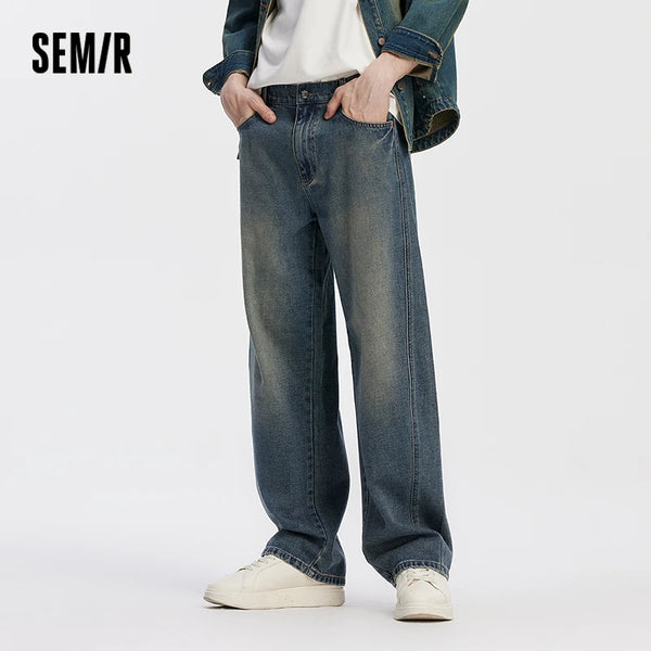 ខោខូវប៊យបុរស Semir រលុង ជើងកោង បែប Retro លាងសម្អាត ខោ Denim រដូវស្លឹកឈើជ្រុះ រចនាប័ទ្មទីក្រុង ស្លៀកប្រចាំថ្ងៃ 2026