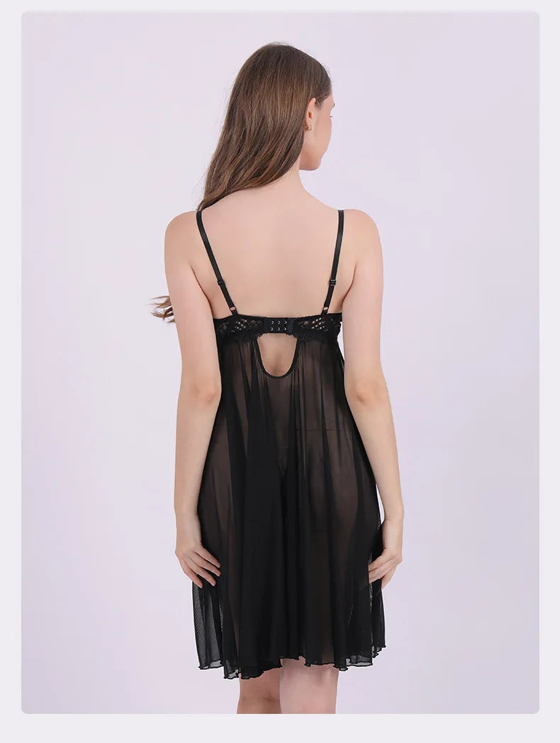 Nightgown Women New Sexy Lace Sleepwear Night Dress Mesh Summer Nightshirt Slim Sling Sleep Shirt Female Vestido
