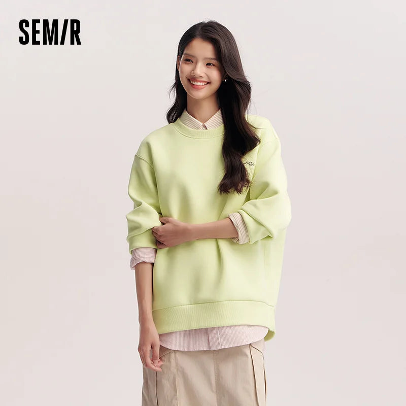 Semir O neck Hoodies Women Spring Loose Pullover Casual Personality Comfortable Daily Stylish Versatile Top