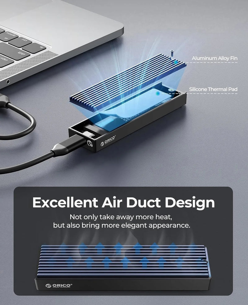 ORICO M.2 SSD NVMe Case USB3.2 Gen2 Type C 10Gbps PCIe SSD Case M.2 NVME SATA Enclosure Disk Box Tool Free SSD Aluminum Case