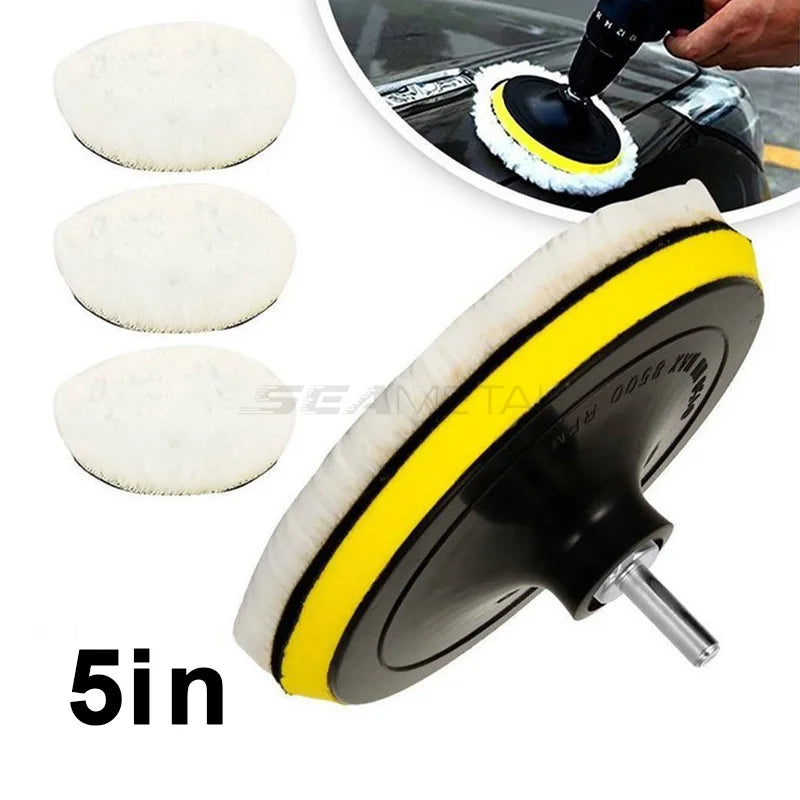 SEAMETAL 3/4/5inch Universal Car Polish Pad Set M10/M14 Soft Wool Machine Waxing Polisher Car Body Polishing Discs Car Accessory