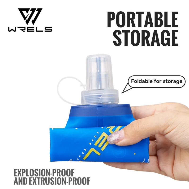 WRELS Soft Folding Water Bottles BPA-Free Collapsible Flask Lightweight Running Water Bottle Sports Water Bag TPU Soft Flask