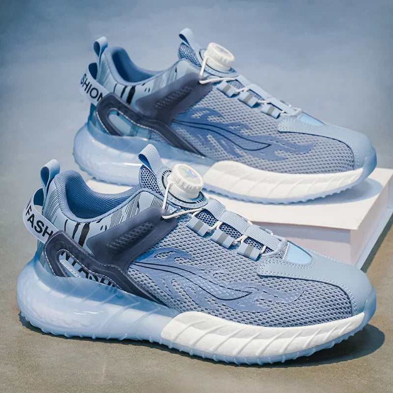 Men's rotating buckle sports casual shoes four seasons breathable lightweight outdoor running shoes student basketball sneakers
