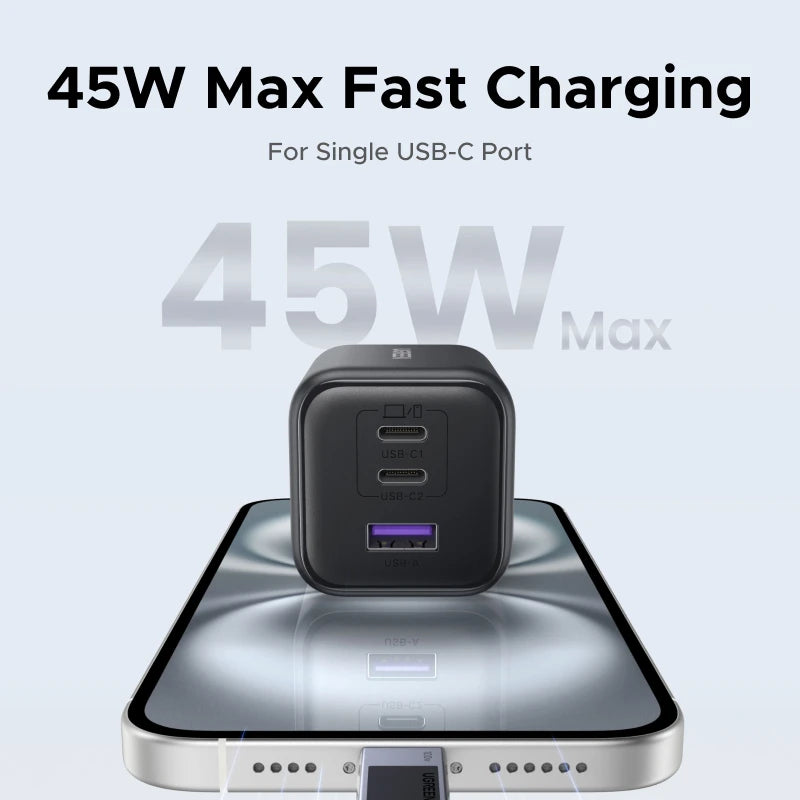 UGREEN 45W GaN Charger PPS QC3.0 PD3.0 USB C Fast Charger For Samsung S25 S24 Ultra iPhone 17 16 15 Pro Max iPad Xiaomi Tablet