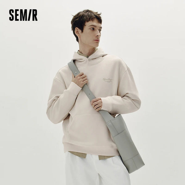 អាវយឺតបុរស Semir ធ្វើពីក្រណាត់ Suede មានអារម្មណ៍បោះពុម្ពប៉ាក់មានមួក អាវយឺតបែបបុរាណ ទន់ ធម្មតា រចនាប័ទ្មរដូវស្លឹកឈើជ្រុះ ឆ្នាំ២០២៦