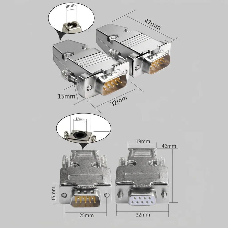 DIVEDEER DB9 Male & Female Connectors 9-Pin Serial Adapters for RS232 RS485 COM Port