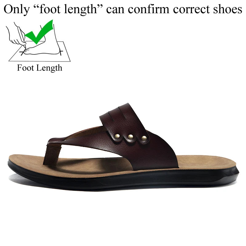 Summer Men Casual PU Leather Flip Flops Slippers Flat Outside Slipper 46 47 Chanclas Hombre Dropshipping
