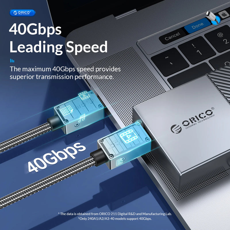 ORICO 40Gbps USB4 C to C Cable, 240W Fast Charging, Thunderbolt 3/8K 60Hz, for Laptop/Tablet/Samsung