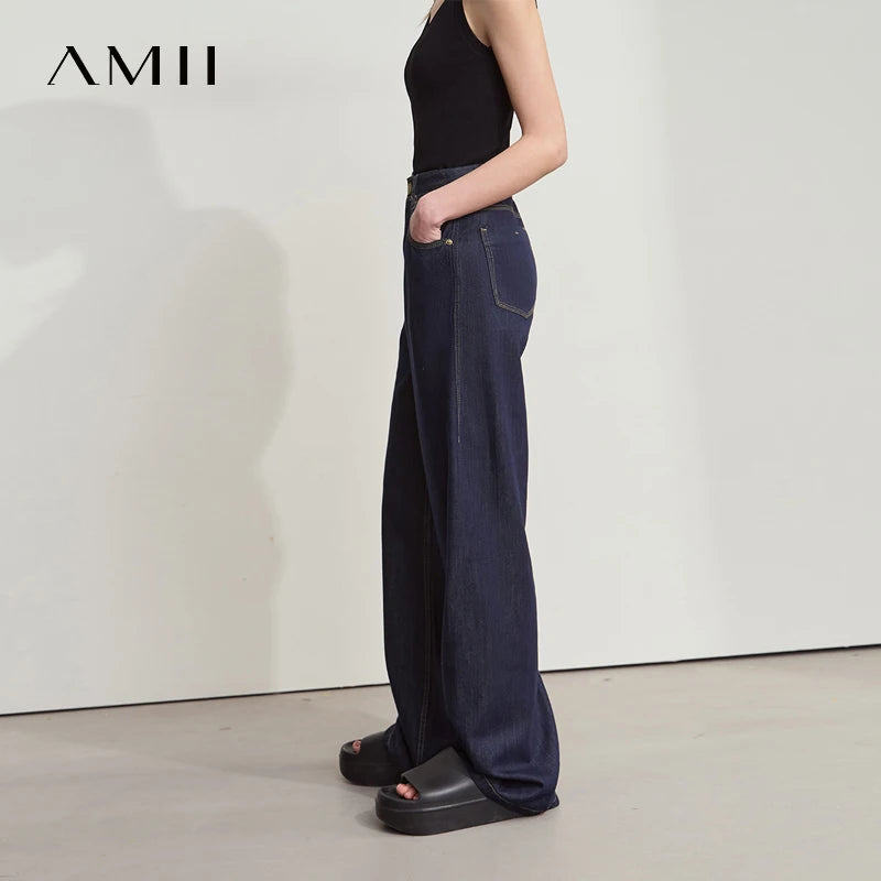 ខោខូវប៊យ Amii Minimalist សម្រាប់នារី រដូវស្លឹកឈើជ្រុះ ឆ្នាំ២០២៥ ថ្មី ធ្វើពីកប្បាស Lyocell រឹងមាំ ងាយស្រួលប្រើ បោកគក់ ខោខូវប៊យជើងធំ រលុង 12542135