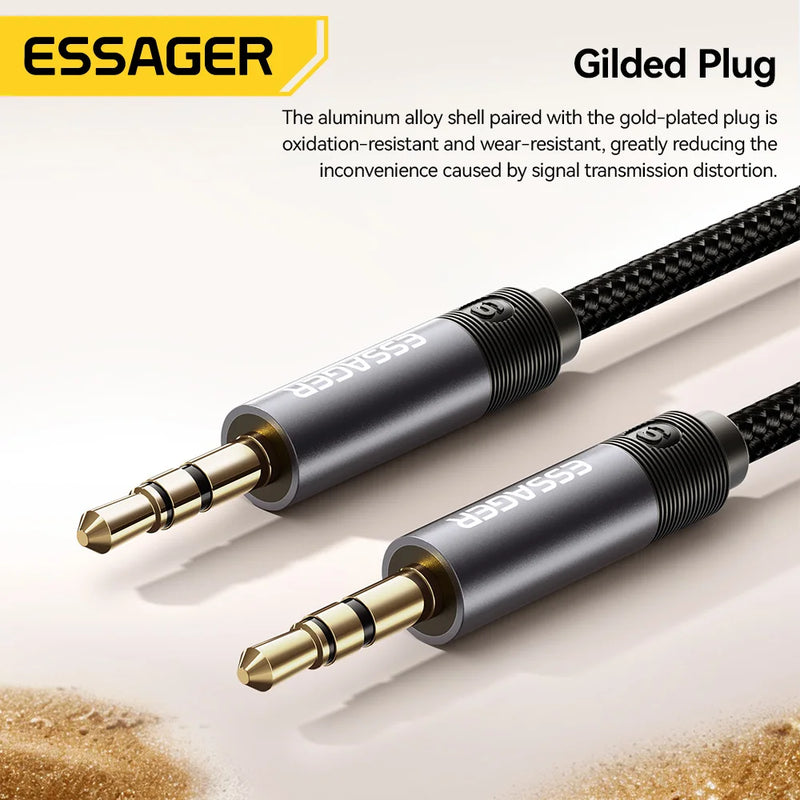 Essager 3.5mm Jack Extension Audio Cable 3.5mm Male to Male AUX Audio Cable for Samsung Xiaomi Car Headphone PC TV AUX Wire Cord