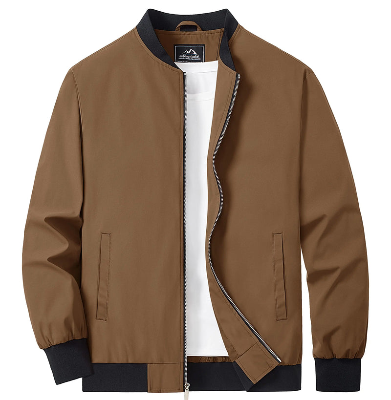 TACVASEN Men's Lightweight Waterproof Daily Casual Jacket Mild Winter And Autumn Windproof Soft Outdoor Jacket With Pockets