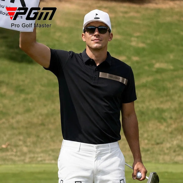 PGM Men's Golf Short sleeved Polo Shirt Summer Sunscreen Collar Top YF927