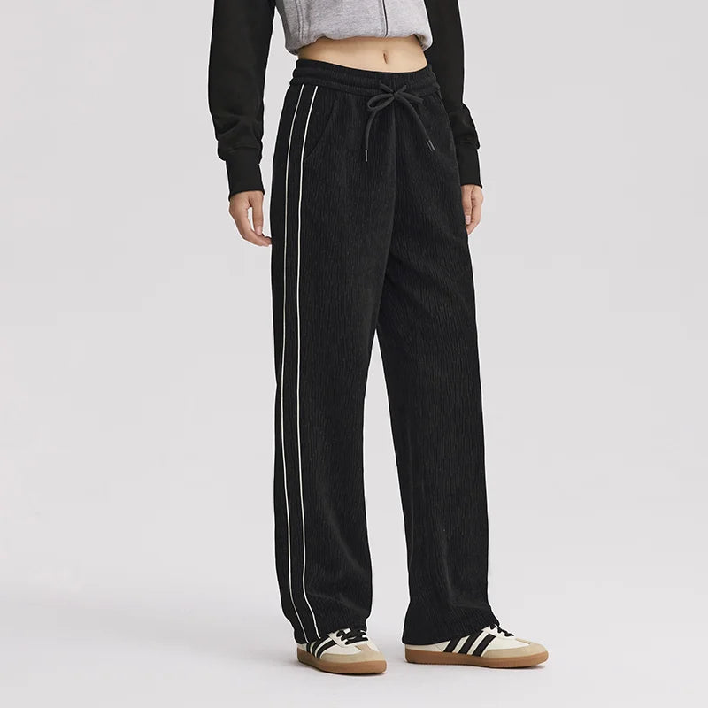 Semir Women Pants Chenille Colorblock Wide Leg Loose Fit Black 2026 Trendy Leg Lengthening Urban Casual Trousers