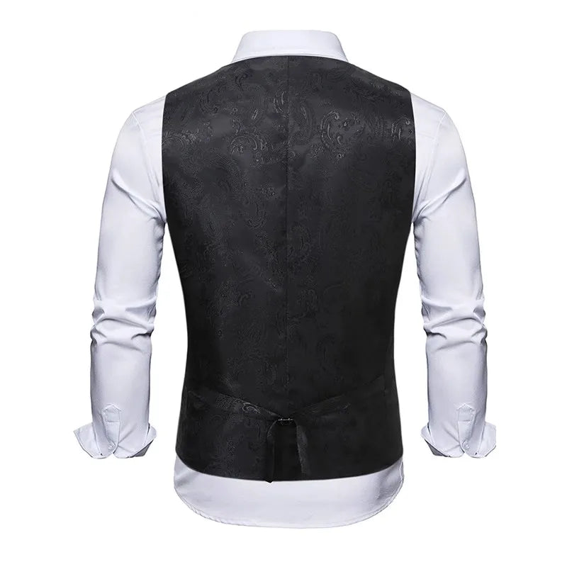 2026 New Men's Black V-Neck Sleeveless Vest Jacket, Single Breasted Gray Vests, Size M-3XL���2026 New Waistcoat