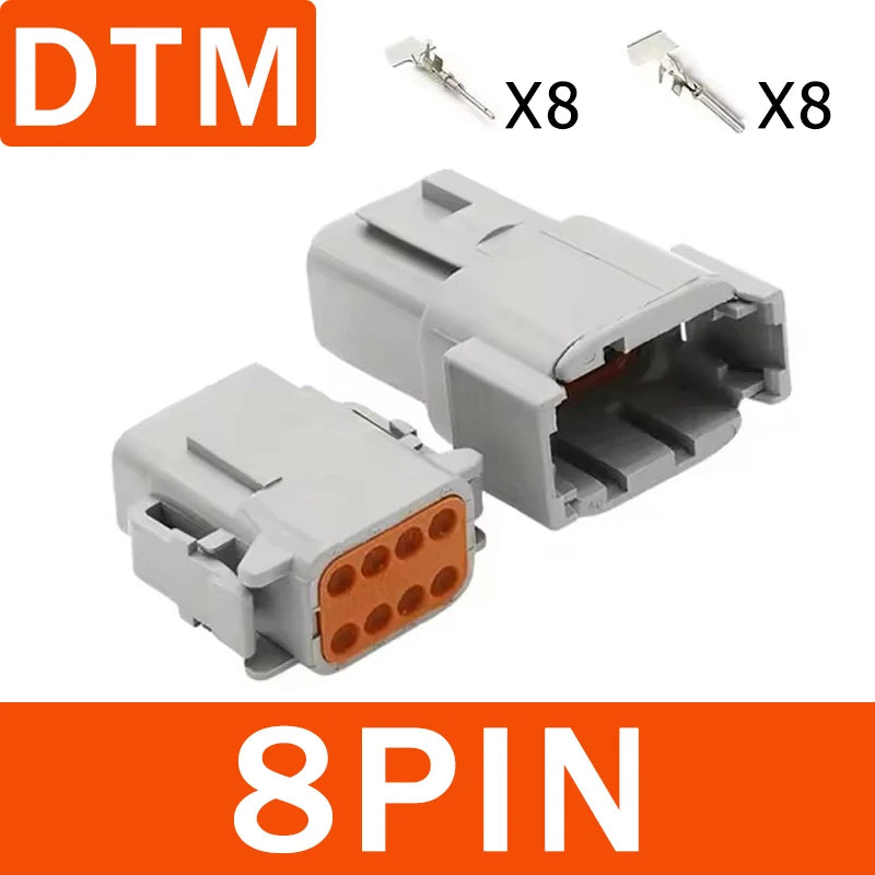 ឧបករណ៍ភ្ជាប់ការពារទឹក DT/DTM/DTP/DTF ១ឈុត ជើងទម្រ ប្រុស និង ស្រី 2/3/4/6/8/12 ម្ជុល សម្រាប់ខ្សែភ្លើងរថយន្ត និង ខ្សែភ្លើងក្រៅផ្លូវ