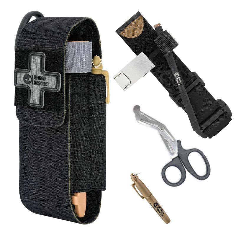 RHINO RESCUE Tourniquet Holsters Pouch With Metal Tourniquet,Scissors, Tactical Tourniquet Holder Molle Pouch Camping