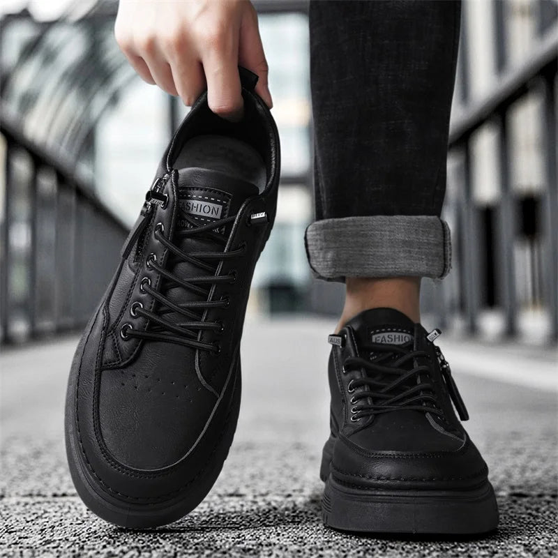 Men's Thick sole casual shoes spring new breathable soft-sole anti-slip outdoor walking shoes white flat shoes sports board shoe