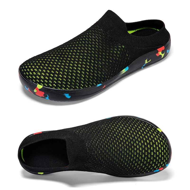 Summer Breathable Half Shoes Men Wide Foot Toes Shoes Hallux Valgus Diabetes Shoes Half Slippers Slip On Plus Big Size 47 48
