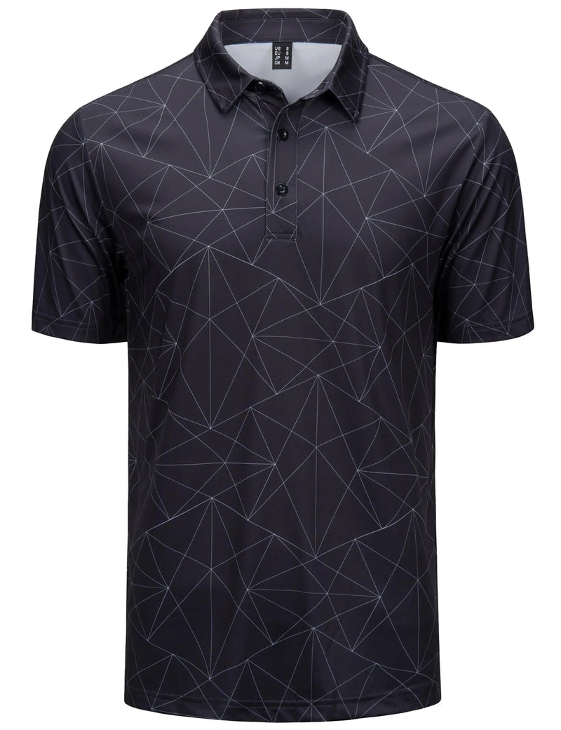 TACVASEN Mens Polo Golf Shirts Fashion Moisture Wicking Performance T-Shirts Print Breathable Short Sleeve Polo Shirt for Men
