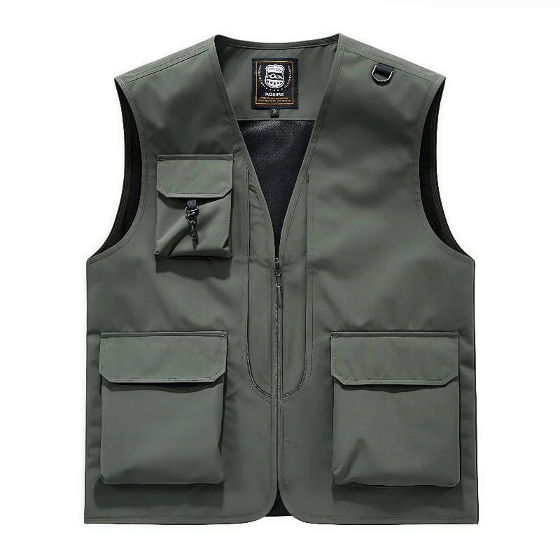 Spring Autumn Lightweight Jacket V-Neck Workwear Vest Men's Outdoor Casual Fishing  Photography with Thin Shoulder Pad
