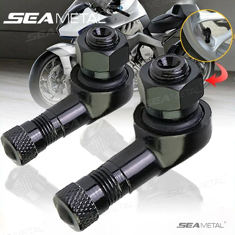SEAMETAL 1/2pcs Universal Motorcycle Wheel Tire Valves Stem Cap Air Tire Cover 90 Degree CNC Aluminum Tubeless Valve Stems