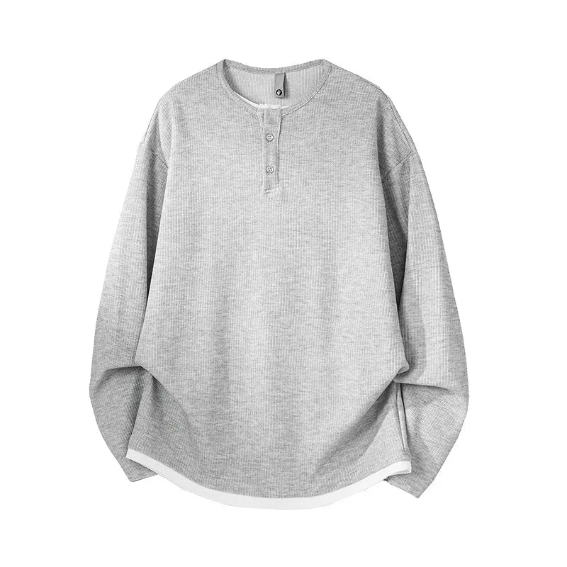 DUKEEN Men's Heavyweight Henley Long Sleeve T-Shirt - Spring Casual Layered Pullover Sweatshirt with Premium Feel