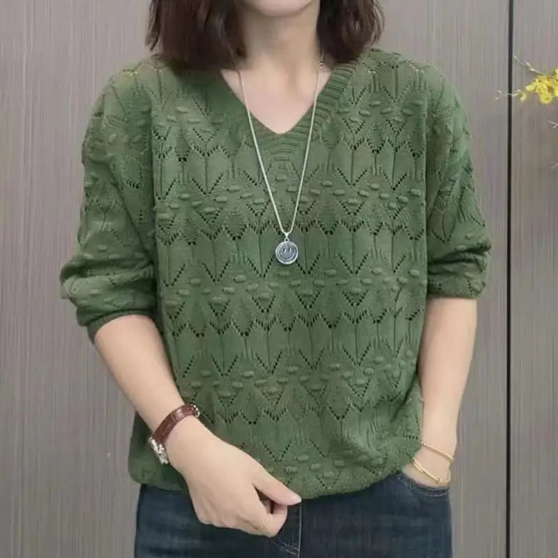 Retro Middle Aged Mother Sweater Autumn Winter New Women's Knit Clothes Lazy Pullover Shirt Loose Sweater Female Warm Pull Tops