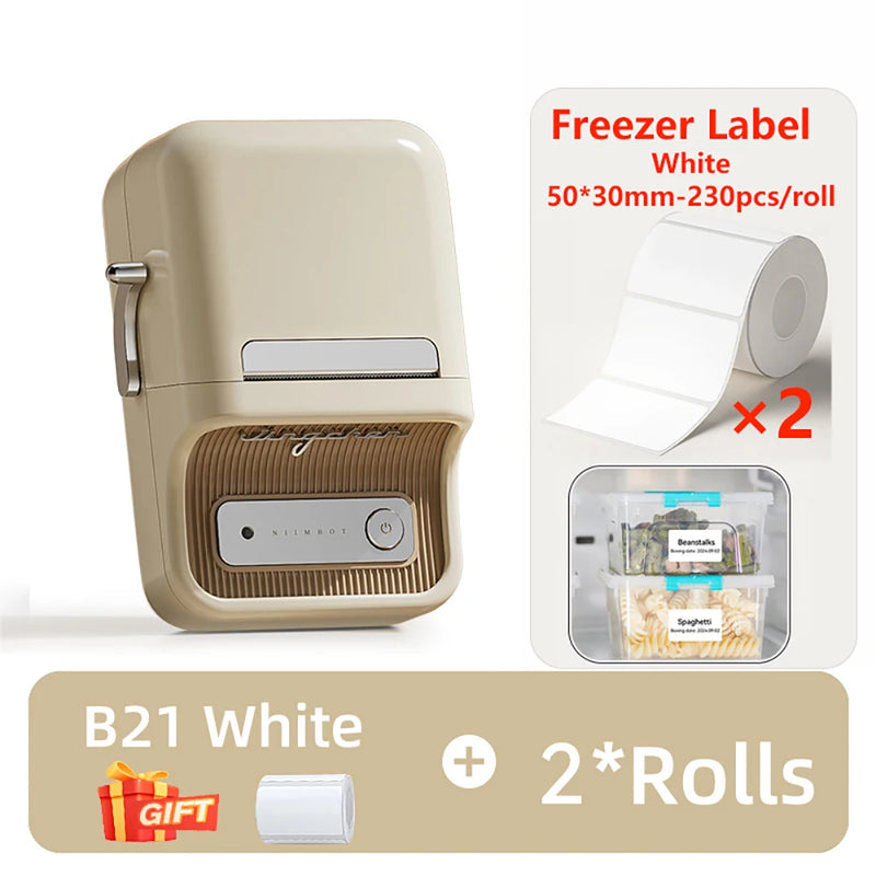 NIIMBOT B21 Kitchen Label Printer 20-50mm Wireless Thermal Label Maker with Freezer Labels Inkless Adhesive Sticker for Home