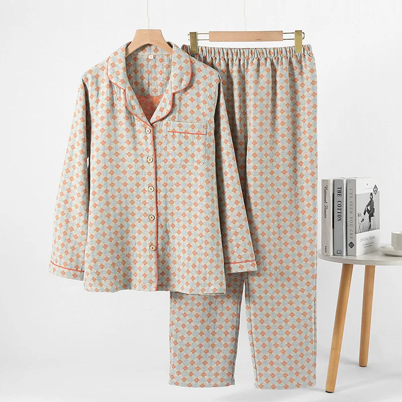 Pijama Mujer Invierno 100% Cotton High Quality Printed Sleepwear Women Spring Autumn Home Suit Femme Nightwear Pajamas Set