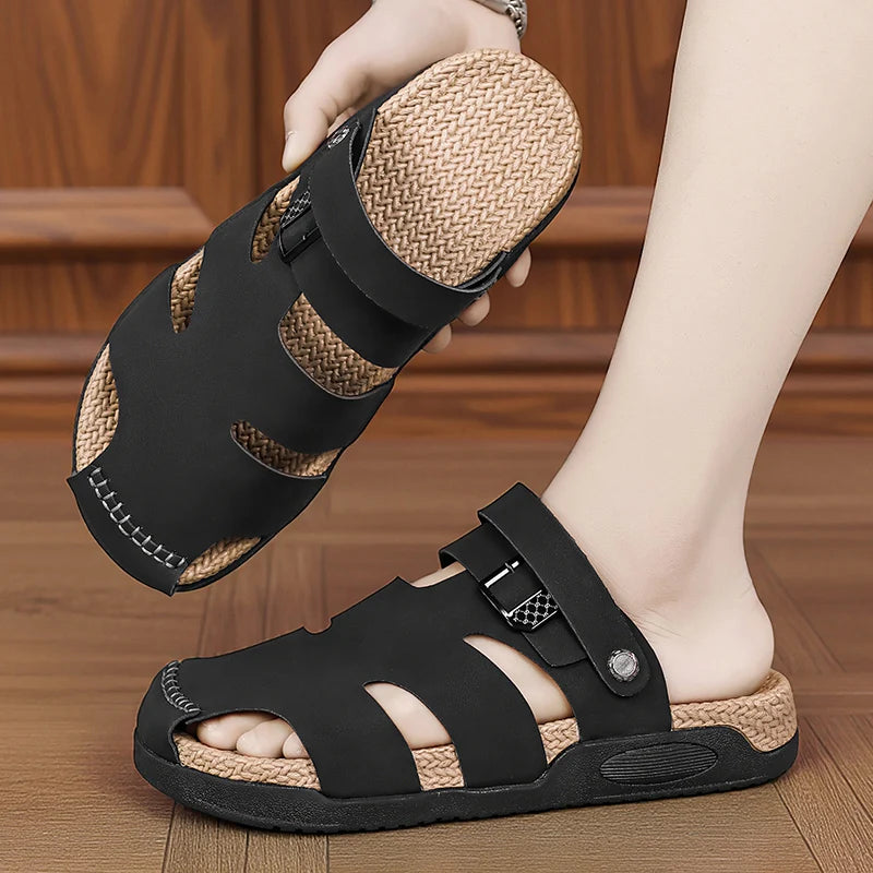 Men's Fashion One strap sandals summer new soft sole Anti slip Quick Dry light walking casual Slide outdoor Beach pool sandals