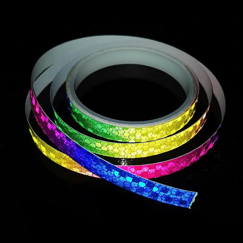SEAMETAL 1cm*8m Car Stickers Reflective Tape Fluorescent Car Styling Decals Safety Warning Strips for Car Motorcycle MTB Bike