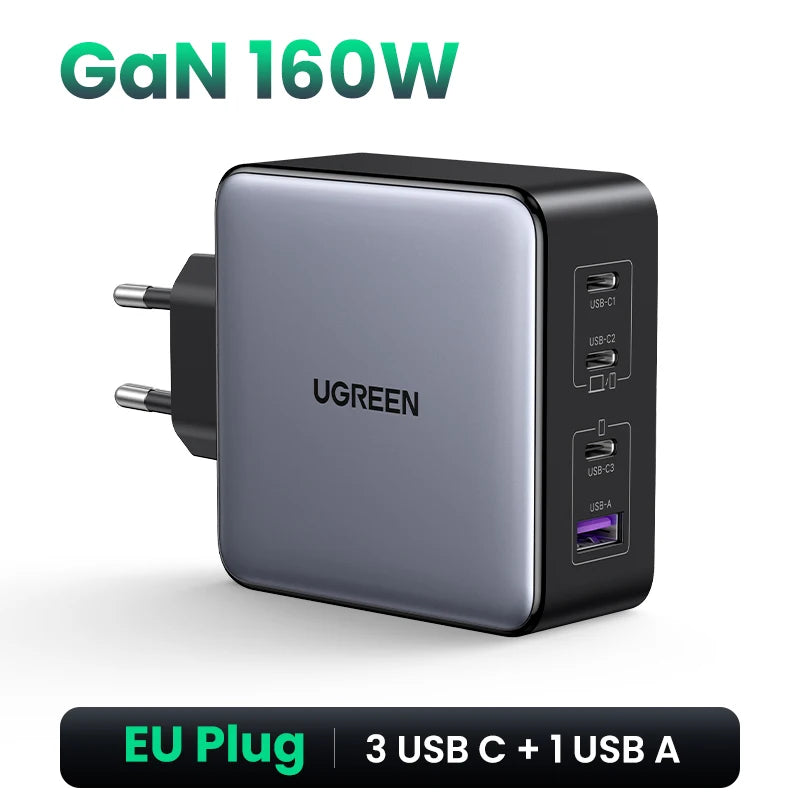 UGREEN 160W GaN Charger PD3.1 Type C For Macbook Pro Laptop USB Fast Charger QC4.0 3.0 Quick Charge For iPhone 18 Xiaomi Tablet