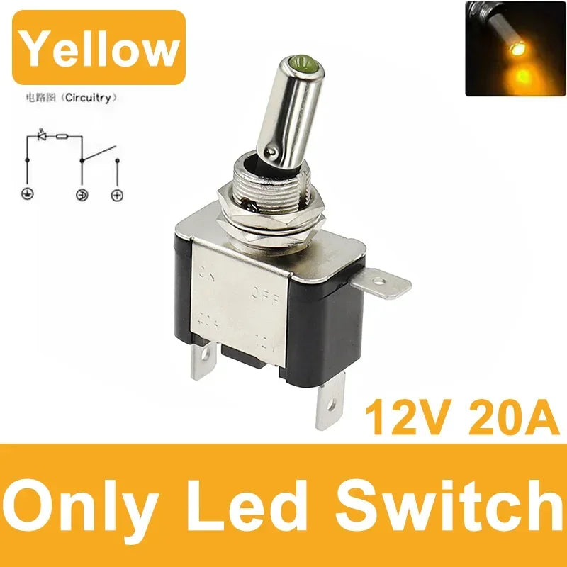 Auto Car Boat Truck Illuminated Led Toggle Switch With Safety Aircraft Flip Up Cover Guard 12V20A transparent