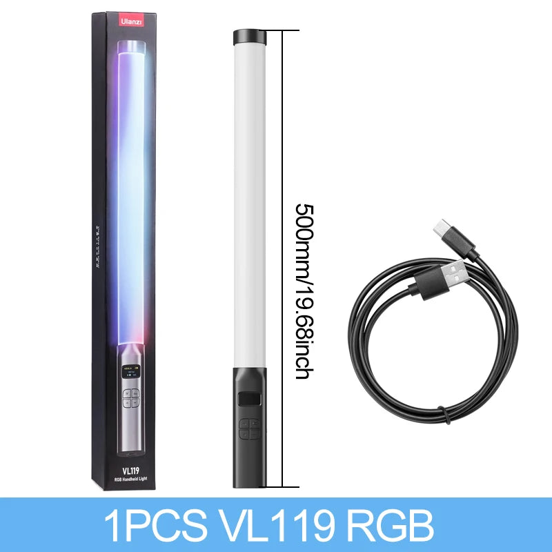អំពូលភ្លើងដៃ Ulanzi i-Light VL119 RGB ដំបង LED RGB 2500-9000K ភ្លើងបំភ្លឺថតរូប អំពូលបំពង់ម៉ាញេទិកសម្រាប់វីដេអូ Vlog