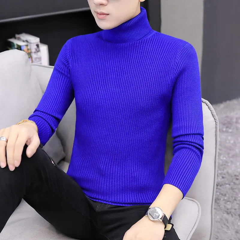 2026 New Men's Burgundy High-Neck Sweater, Winter Black Thermal Pullover Sweaters, Available in Blue, White, Yellow, Green, Gray