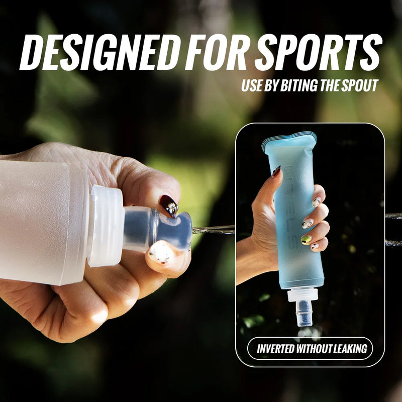 WRELS Soft Water Bottle Collapsible Soft Flask TPU Running Water Bottle Foldable Water Bag BPA-Free Sports Soft Water Flask
